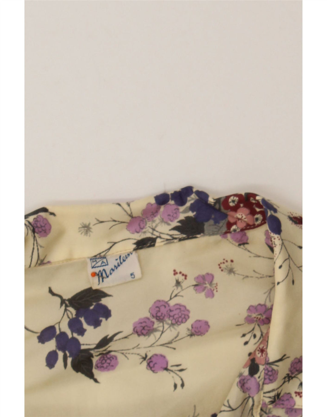 VINTAGE Womens See Through Shirt UK 14 Medium Off White Floral Polyester Vintage Vintage and Second-Hand Vintage from Messina Hembry 