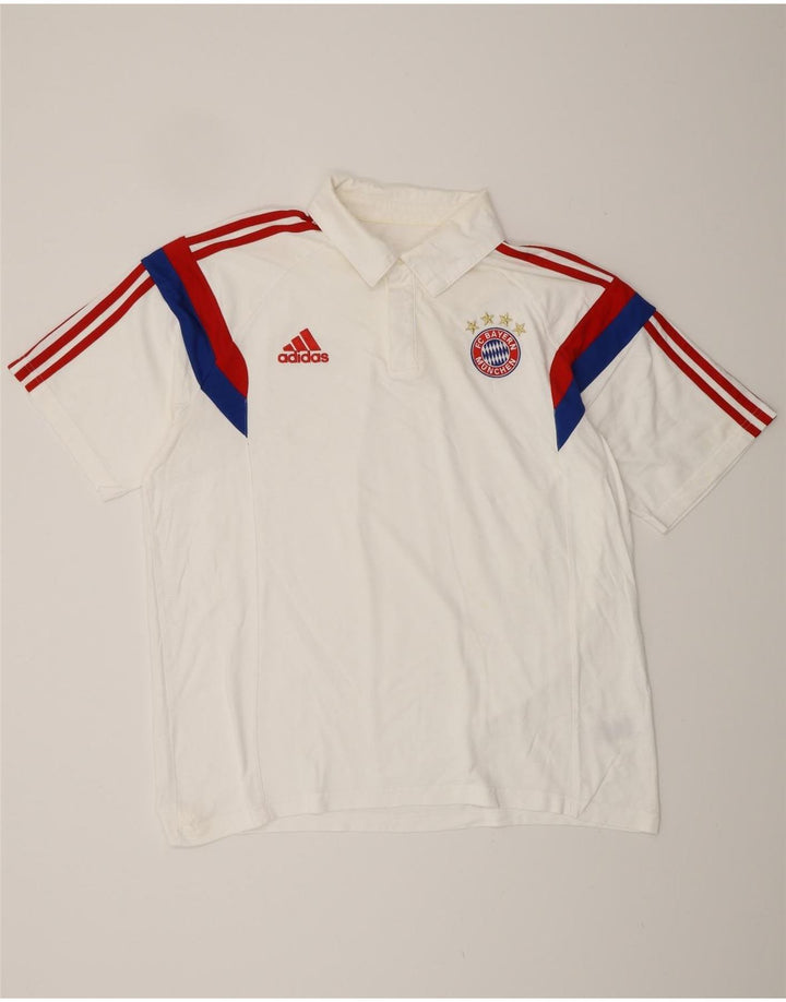 Ανδρικό μπλουζάκι ADIDAS FC Bayern Munchen Polo XL Λευκό βαμβακερό χρώμα