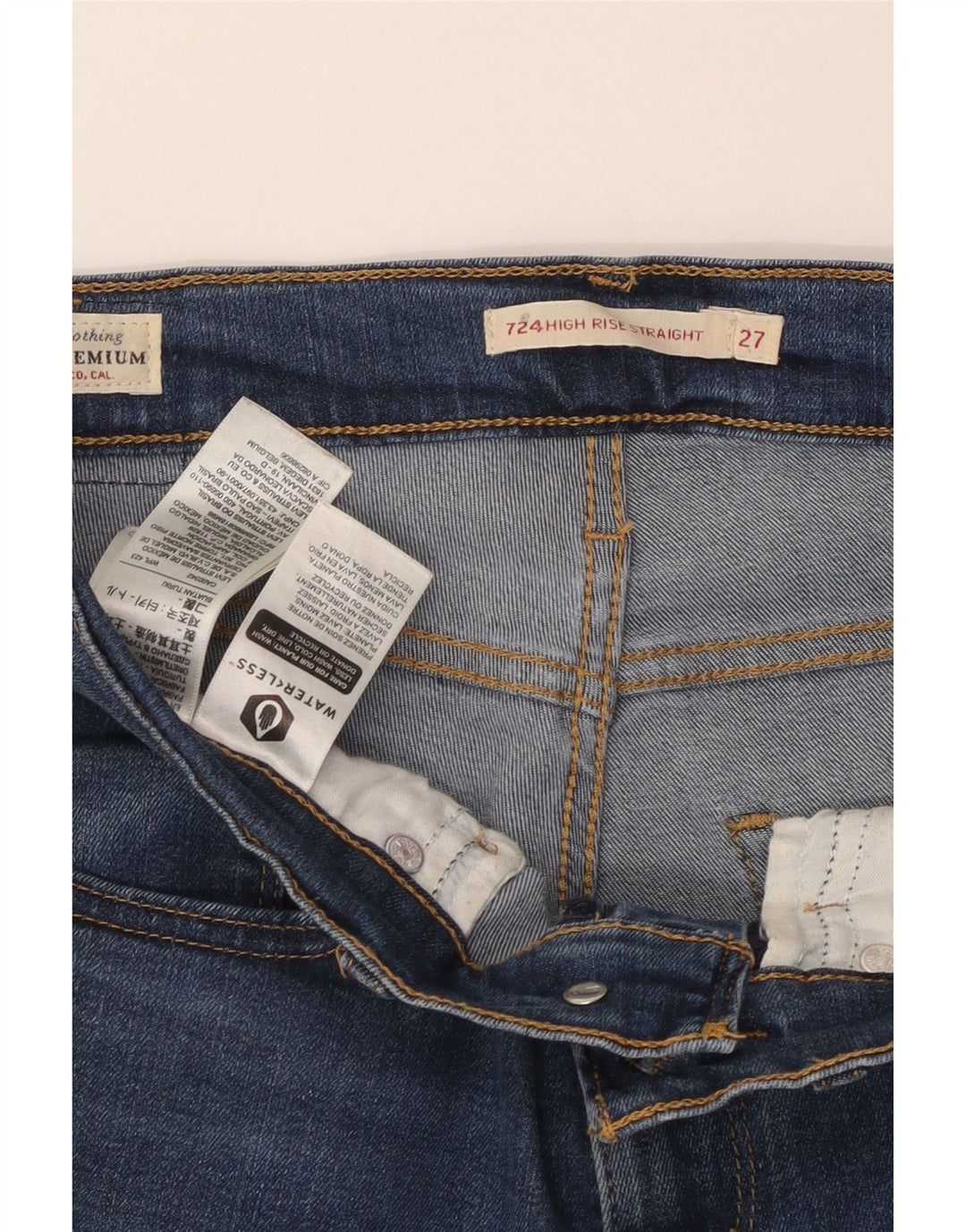 LEVI'S γυναικείο 724 ψηλό ίσιο τζιν W27 L32 Blue Lyocell
