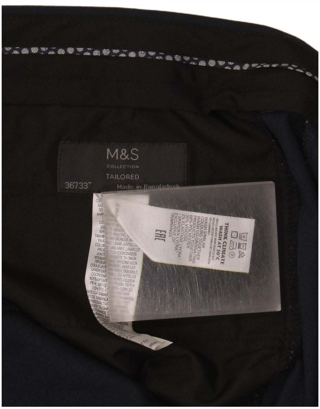 Marks & Spencer Ανδρική στολή παντελόνι W36 L33 Navy Blue Polyester