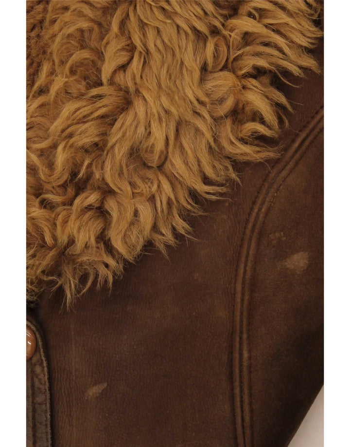 Vintage γυναικείο παλτό με 3 κουμπιά Shearling UK 14 Medium Brown