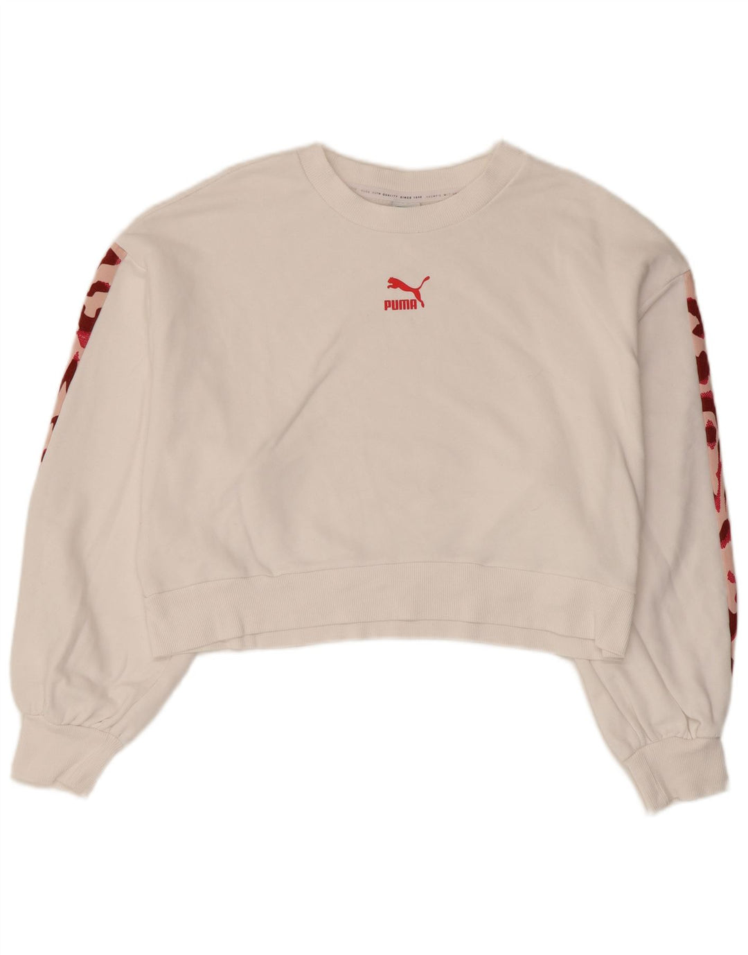 Γυναικεία φούτερ PUMA Crop Jumper UK 16 Large White Camouflage Cotton