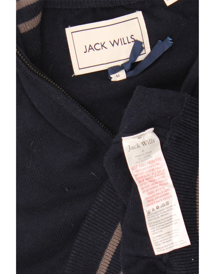 JACK WILLS Ανδρικό πουλόβερ με φερμουάρ, μεσαίο μπλε βαμβακερό