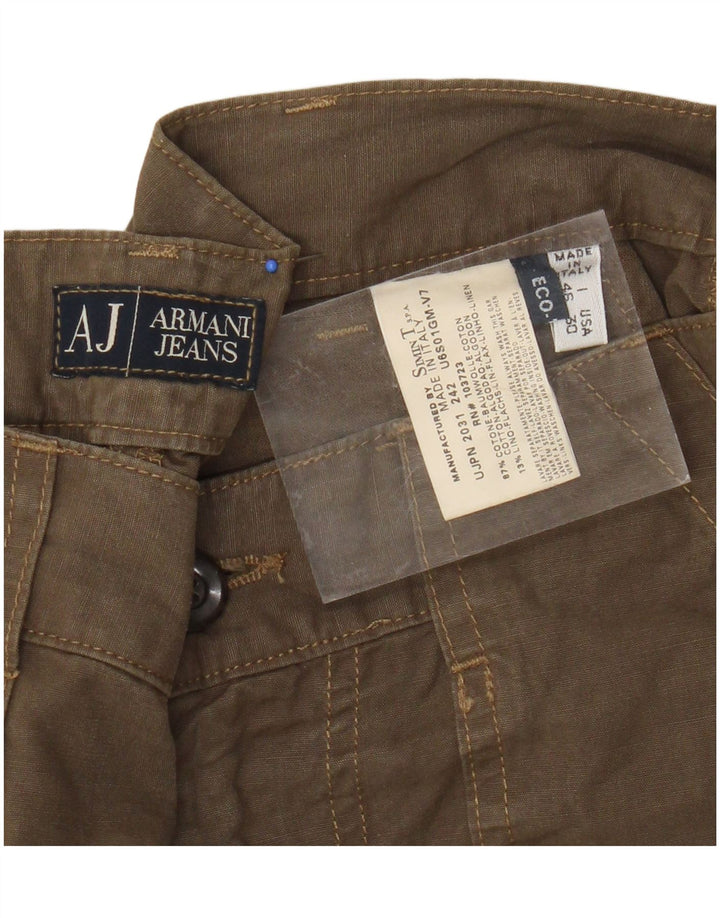 Armani Mens Cargo Shorts IT 46 Small W30 Brown Cotton