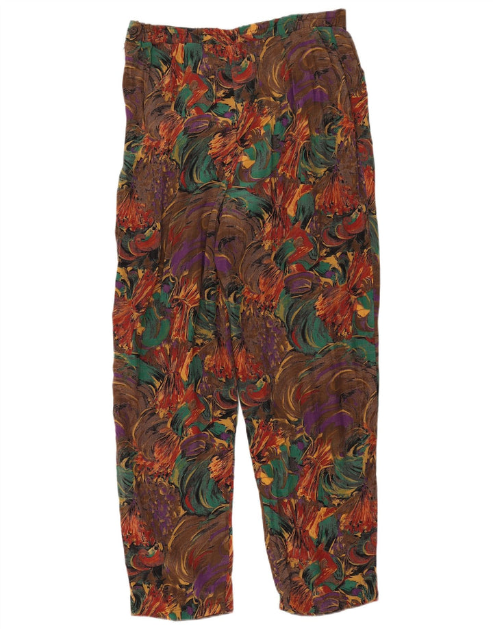 Vintage γυναικείο αφηρημένο μοτίβο casual παντελόνι W32 L29 καφέ