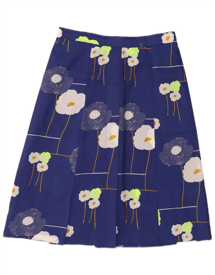 Vintage γυναικεία φούστα σε γραμμή Α W28 Μεσαίο Μπλε Floral