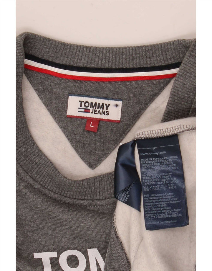 Γραφικό ανδρικό φούτερ Tommy Hilfiger Jumper μεγάλο γκρι βαμβακερό