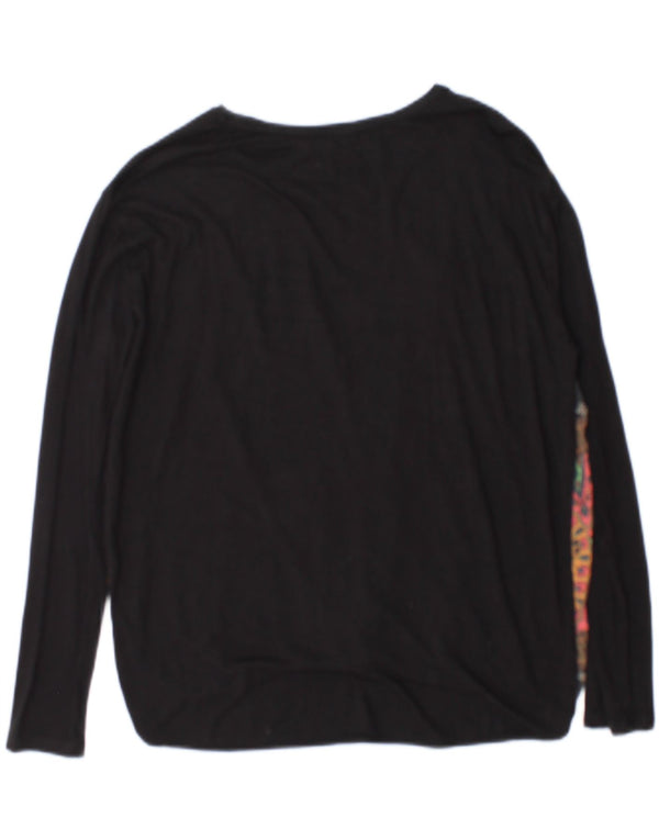 Desigual Γυναικείο τοπ μακρυμάνικο UK 14 Medium Black Floral Viscose