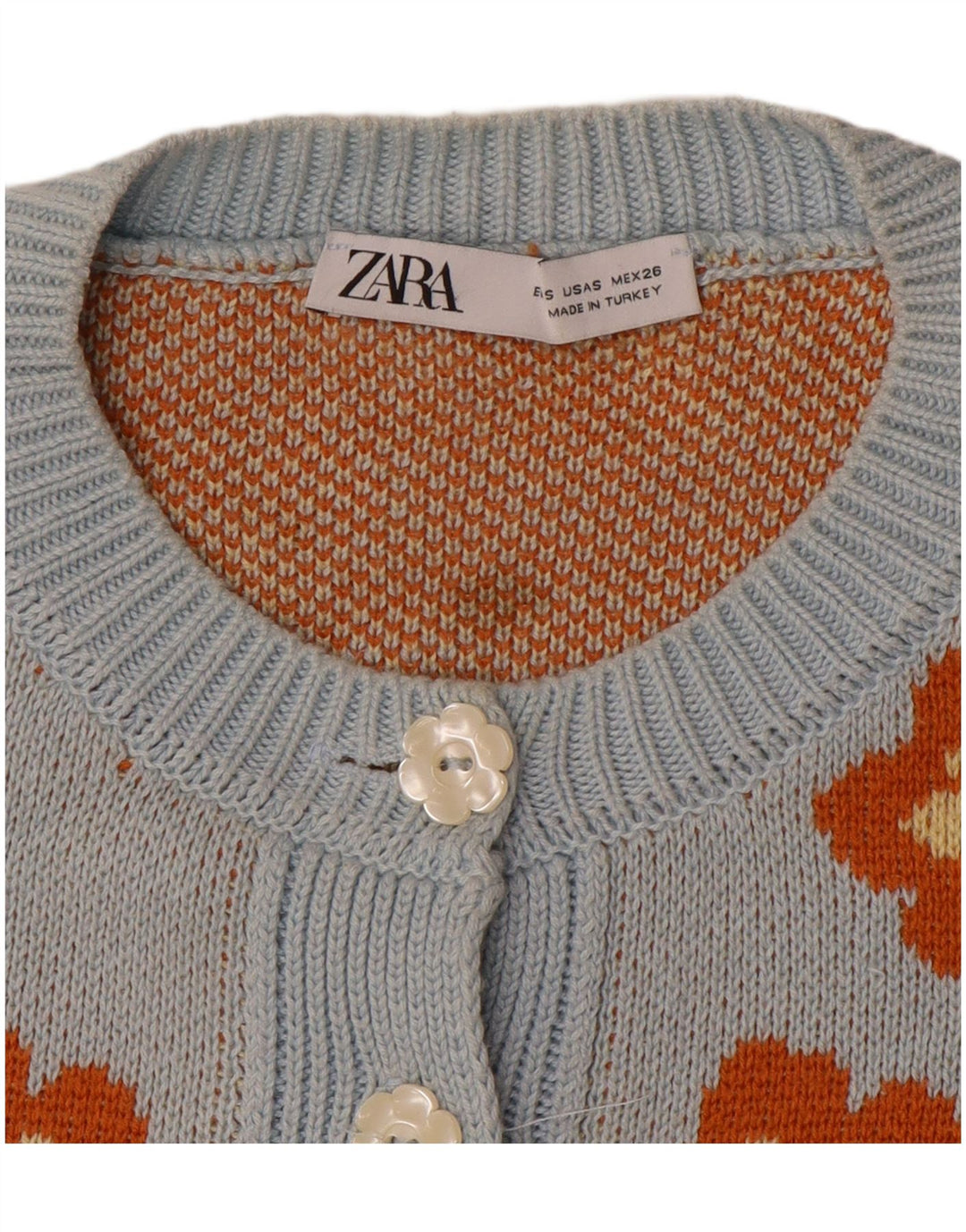 Zara Γυναικείο πουλόβερ με ζακέτα UK 10 Small Blue Floral