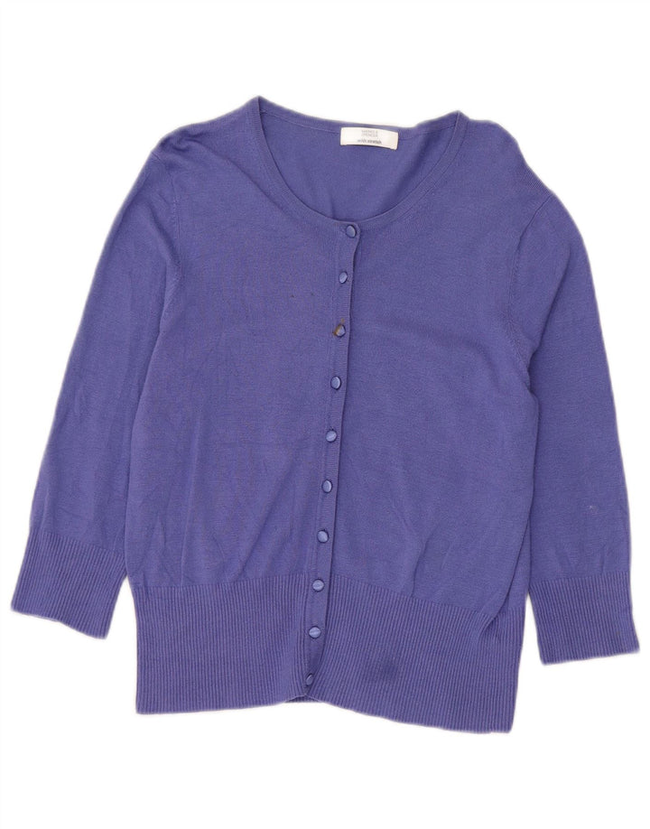 Marks & Spencer Γυναικείο πουλόβερ Crop Cardigan UK 14 Medium Purple Viscose
