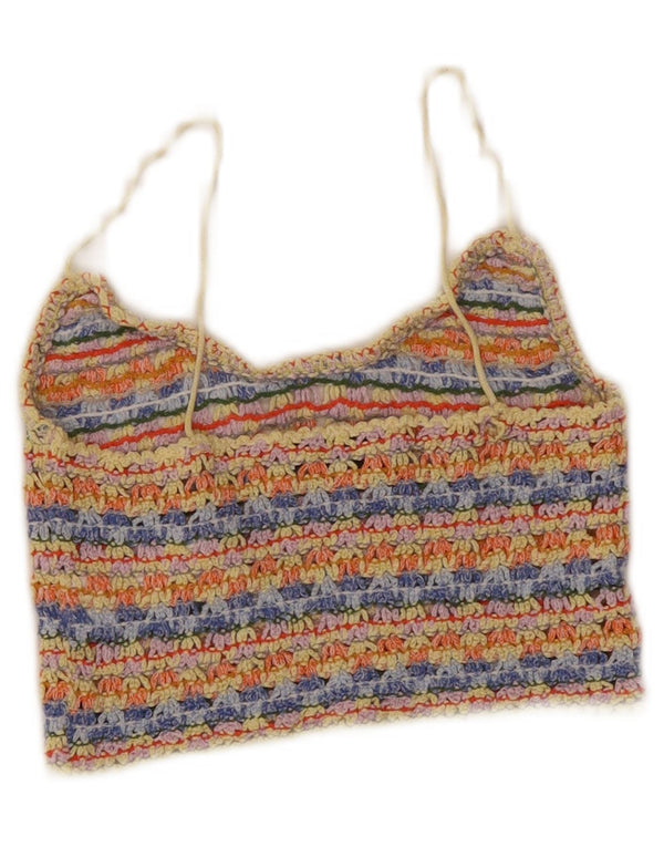 Zara Γυναικείο Crochet Top UK 8 Μικρή πολύχρωμη ριγέ βισκόζη