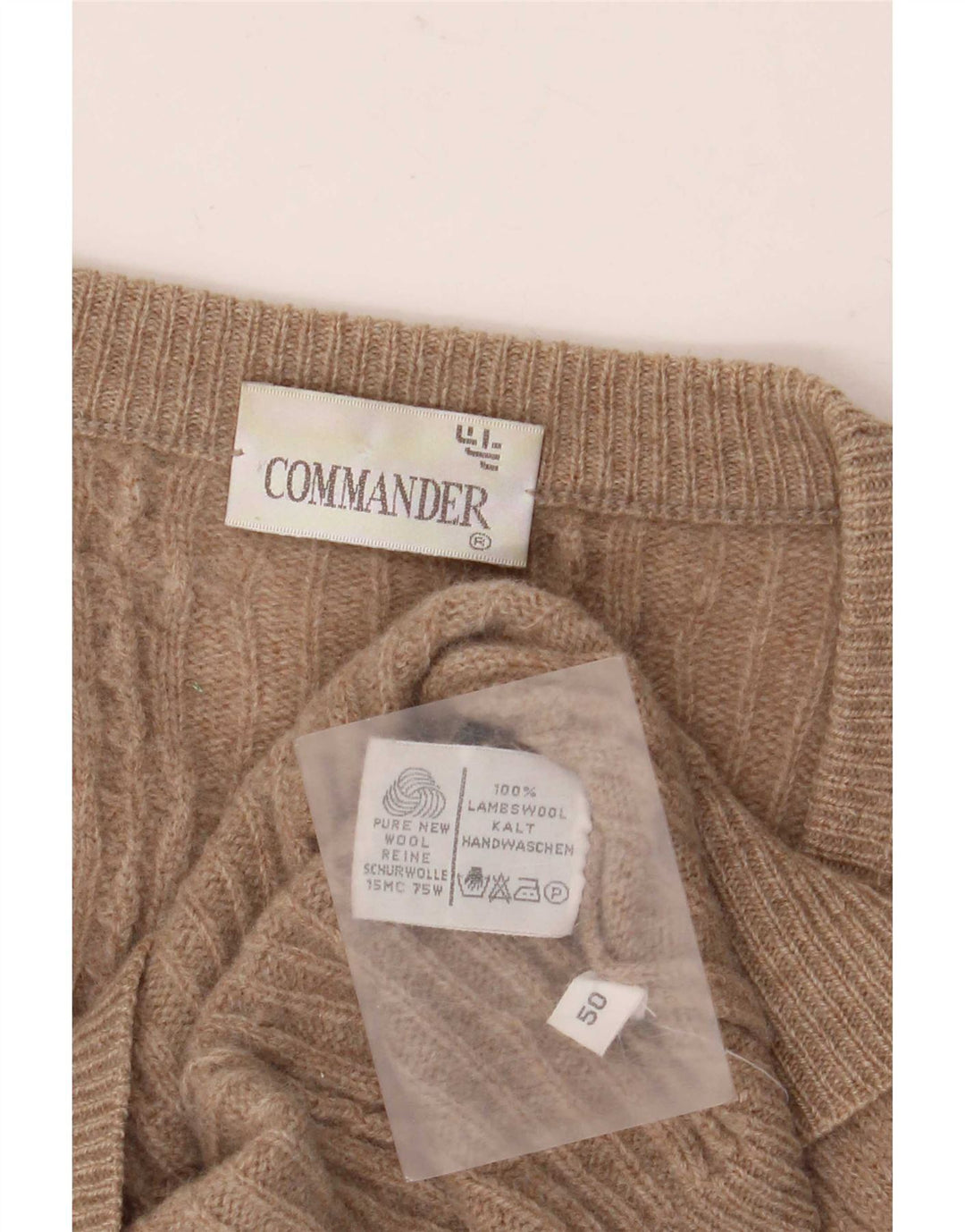 Ανδρικό πουλόβερ Commander Cardigan IT 50 Medium Beige Lambswool