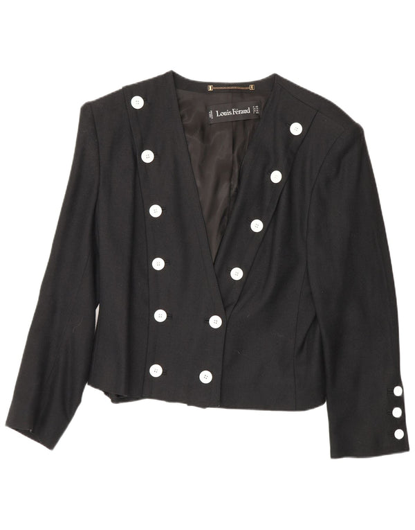 Louis Feraud Γυναικείο σακάκι Blazer με διπλό στήθος UK 16 μεγάλη μαύρη βισκόζη