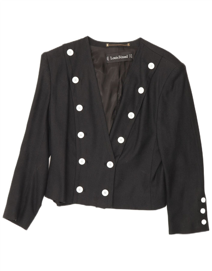 Louis Feraud Γυναικείο σακάκι Blazer με διπλό στήθος UK 16 μεγάλη μαύρη βισκόζη