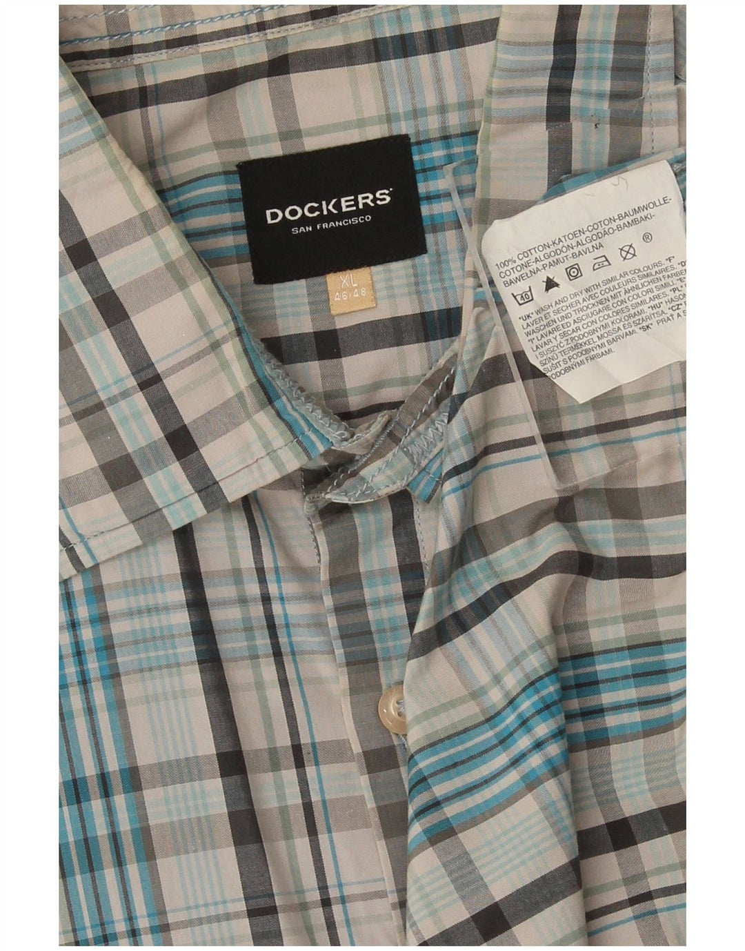 Ανδρικό πουκάμισο Dockers μέγεθος 46/48 XL Blue Check Cotton
