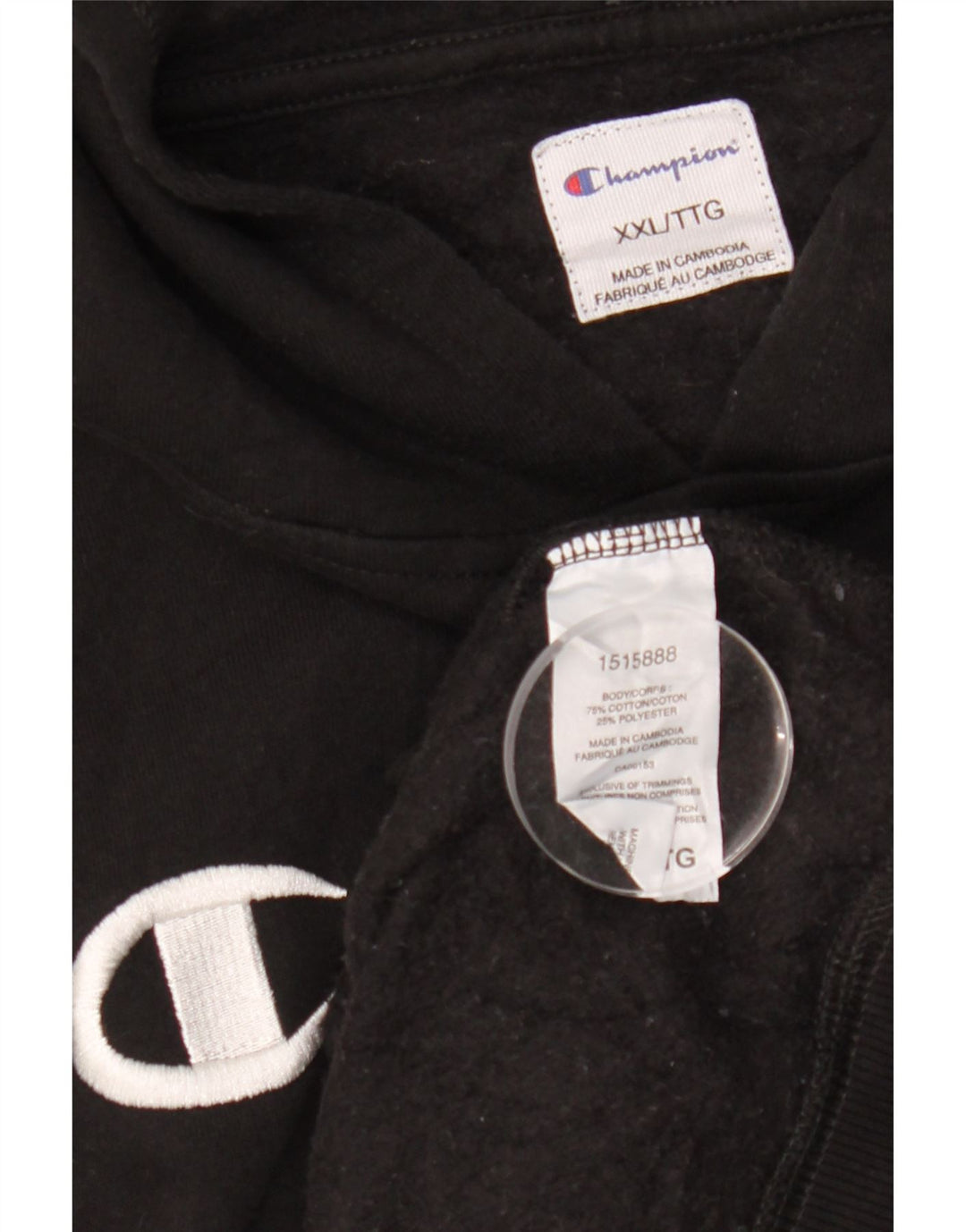 CHAMPION Γυναικεία υπερμεγέθη Crop Graphic Hoodie Jumper UK 20 2XL Μαύρο