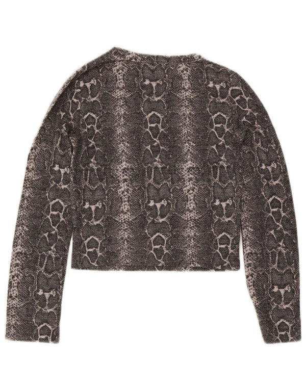 Zara γυναικείο τοπ Trafaluc Crop μακρυμάνικο UK 12 Medium Grey Print Animal