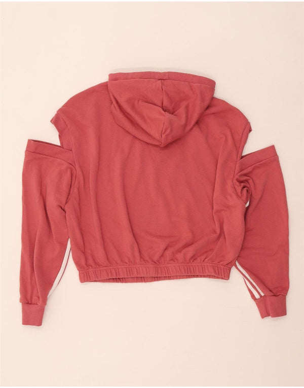 Adidas γυναικεία υπερμεγέθη Crop Off Shoulder Hoodie Jumper UK 4/6 XS Pink