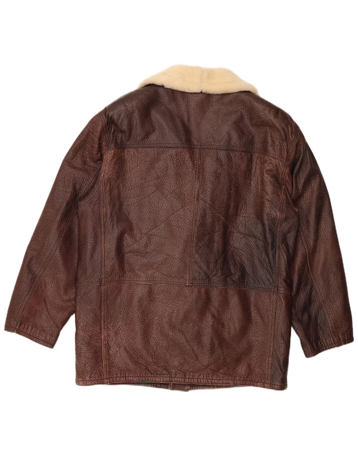 Ανδρικό μπουφάν VINTAGE Loose Fit IT 46 Small Brown Colourblock Leather