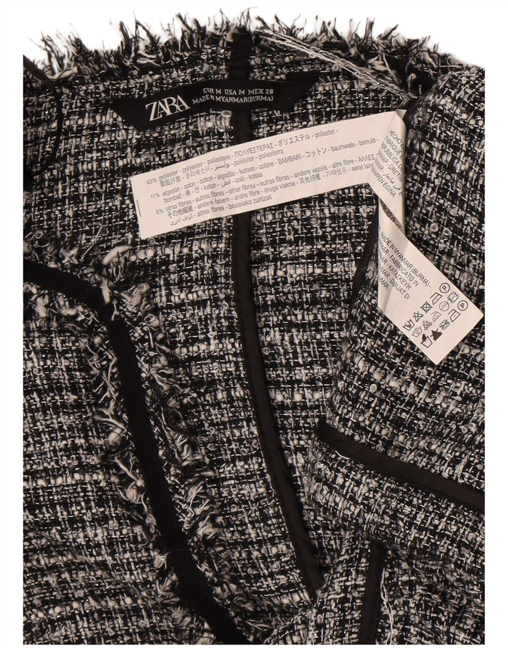 Zara Γυναικείο Open Blazer Jacket UK 14 Medium Grey Flecked Polyester