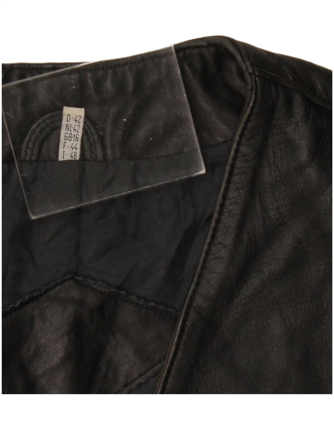 VINTAGE Γυναικείο Δερμάτινο Gilet UK 16 Large Μαύρο