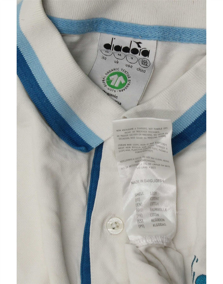 Ανδρικό πουκάμισο πόλο Diadora, μεσαίο λευκό ριγέ βαμβακερό