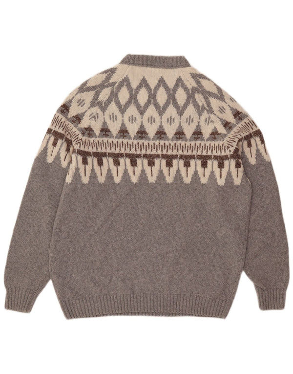 Maestrami Ανδρικό πουλόβερ με λαιμόκοψη IT 54 XL Γκρι Fair Isle Wool
