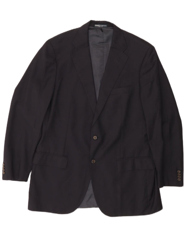 POLO RALPH LAUREN Mens 2 Button Blazer Jacket UK 44 2XL Navy Blue Wool