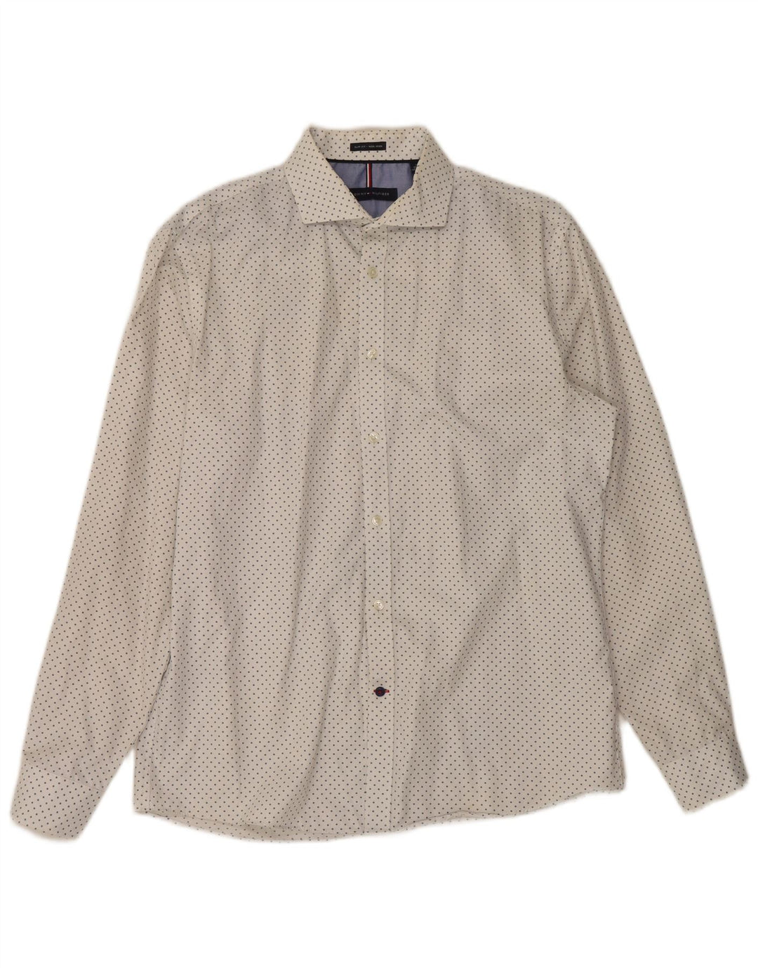 Ανδρικό πουκάμισο Tommy Hilfiger Slim Fit Μέγεθος 16 Large White Spotted