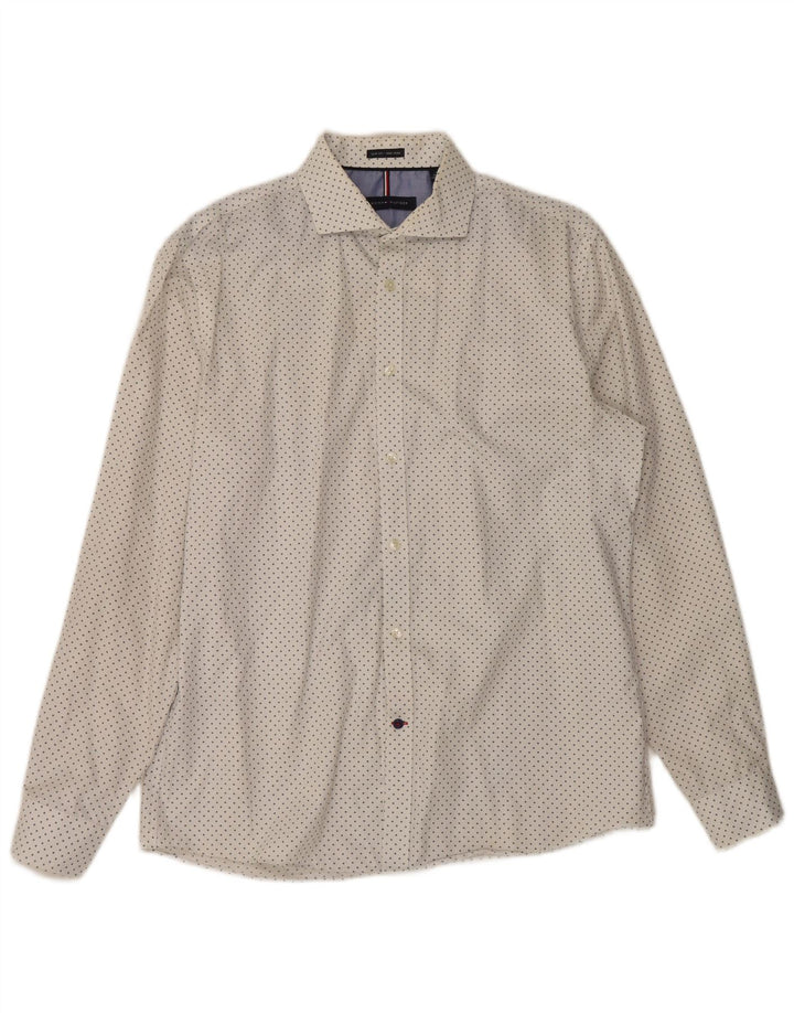 Ανδρικό πουκάμισο Tommy Hilfiger Slim Fit Μέγεθος 16 Large White Spotted