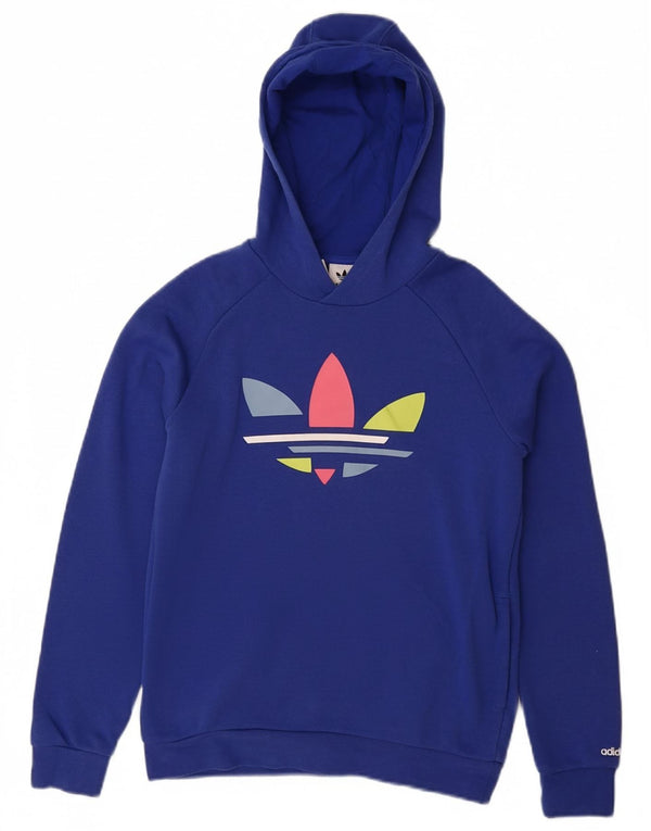 ADIDAS Girls Graphic Hoodie Jumper 11-12 ετών Μπλε βαμβακερό