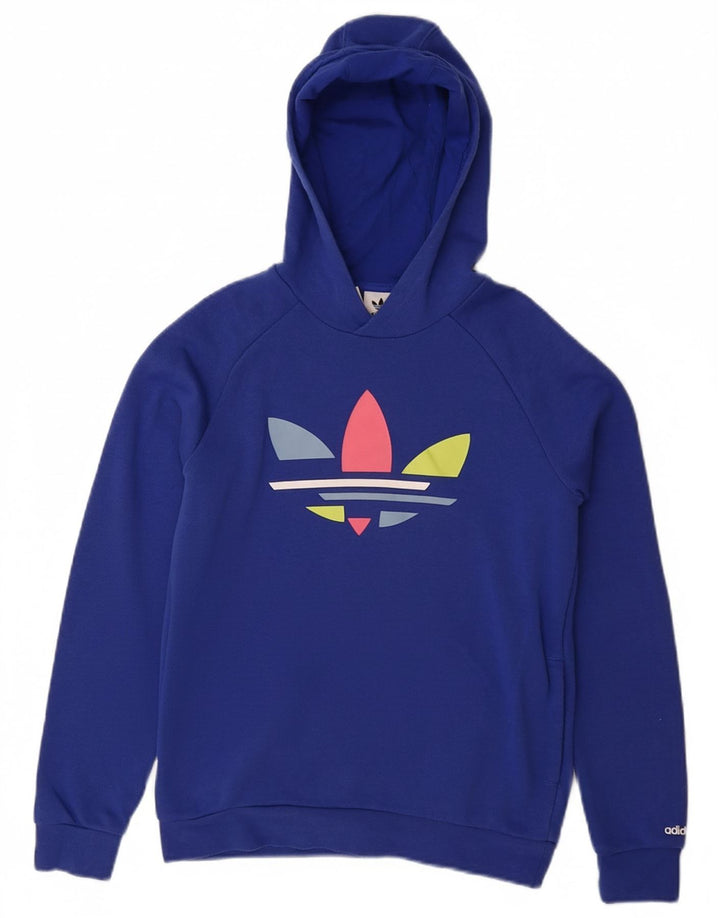 ADIDAS Girls Graphic Hoodie Jumper 11-12 ετών Μπλε βαμβακερό