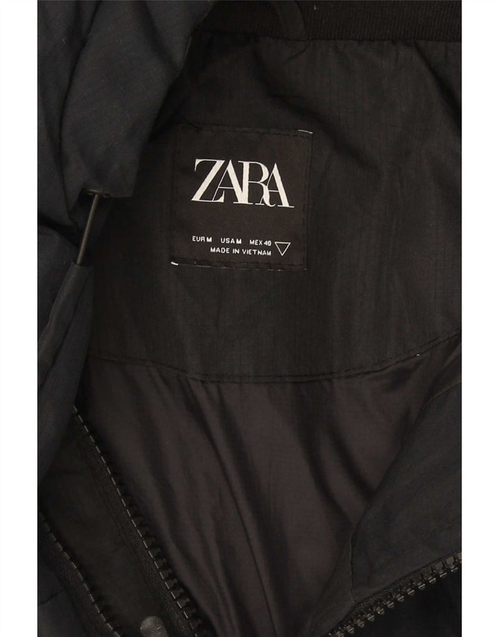 Zara Ανδρικό μπουφάν με κουκούλα με επένδυση UK 38 μεσαίο μαύρο πολυεστέρα