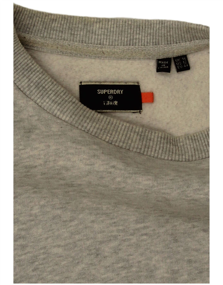 Superdry Γυναικείο Φούτερ μεγάλου μεγέθους Jumper UK 16 μεγάλο γκρι βαμβακερό