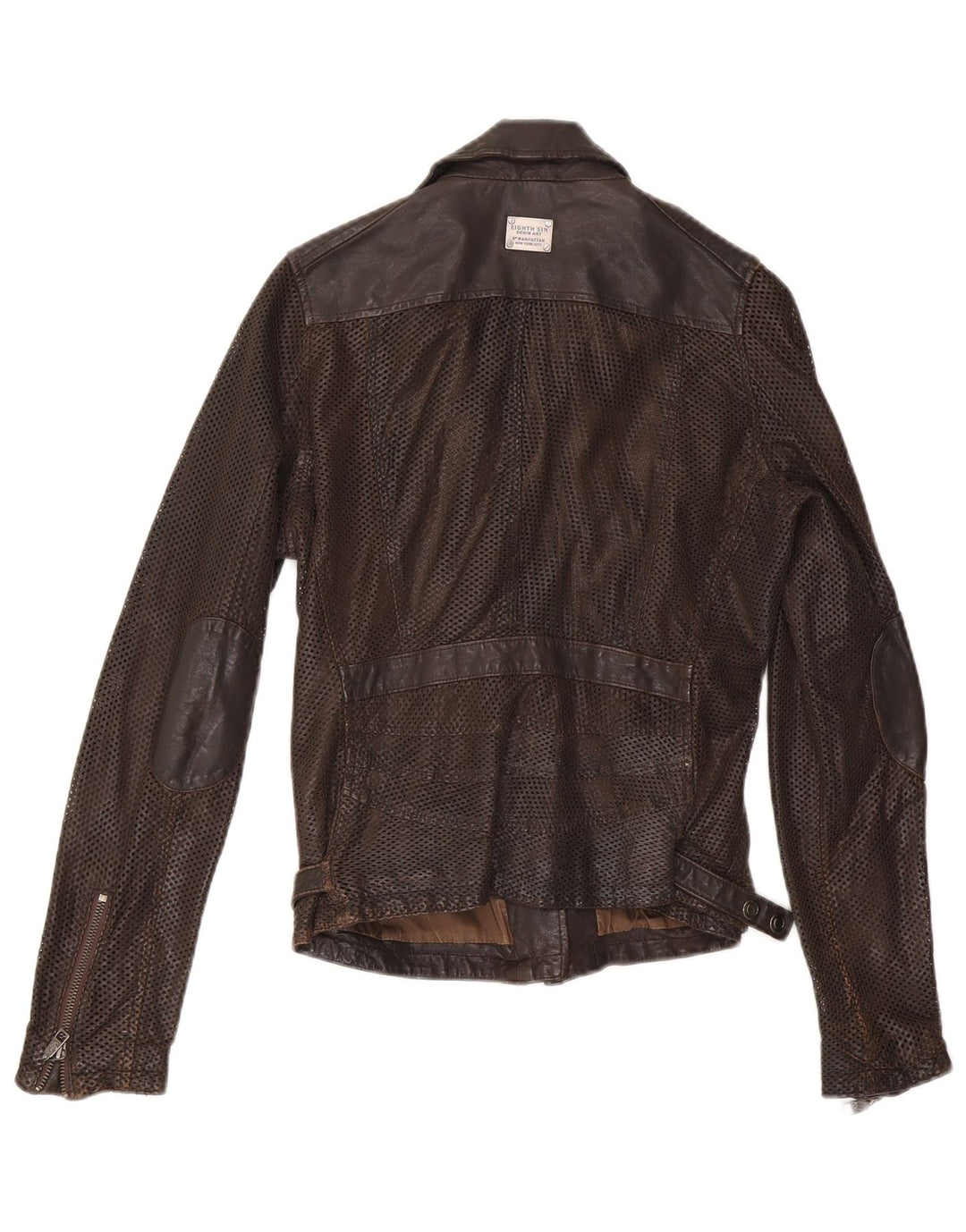 Eighth Sin Γυναικείο Δερμάτινο Μπουφάν Biker UK 10 Small Brown