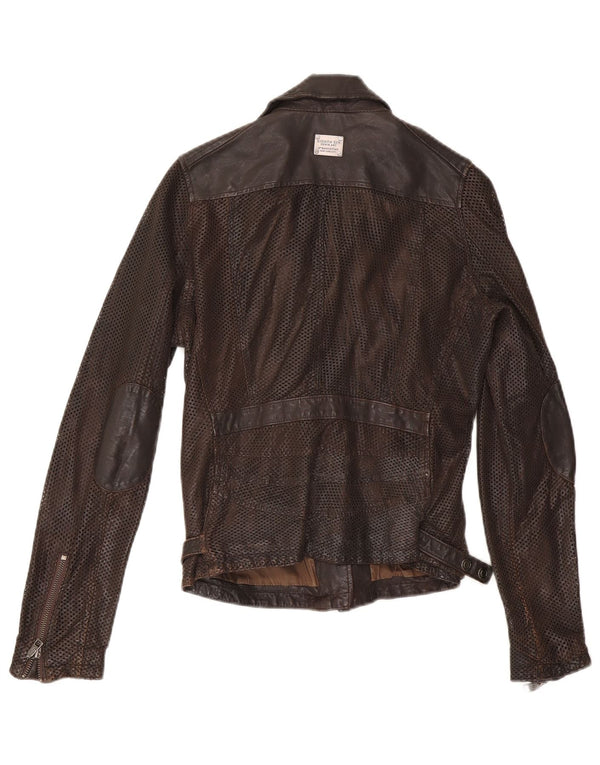 Eighth Sin Γυναικείο Δερμάτινο Μπουφάν Biker UK 10 Small Brown