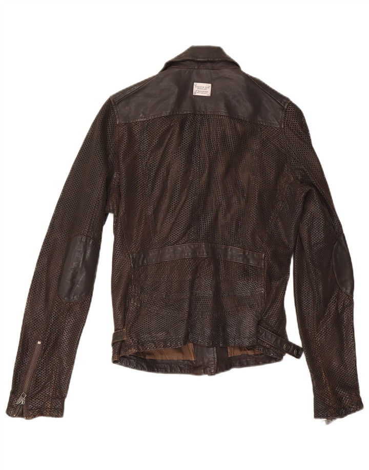 Eighth Sin Γυναικείο Δερμάτινο Μπουφάν Biker UK 10 Small Brown