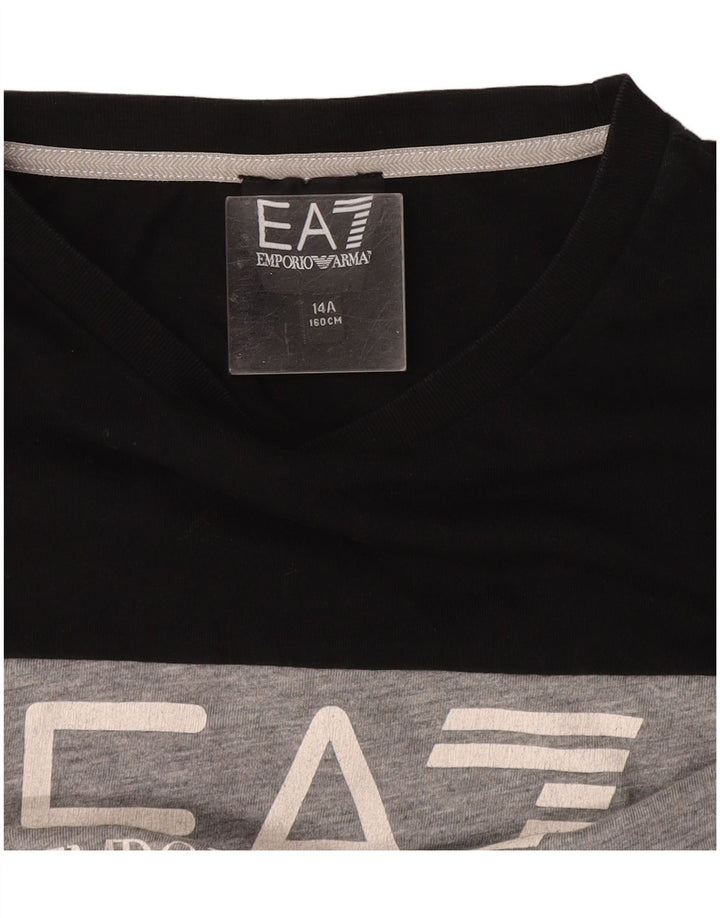 Armani Boys Graphic Top Μακρυμάνικο 13-14 ετών Μαύρο Colourblock