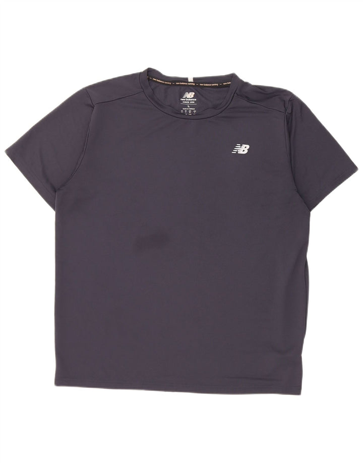 Ανδρικό T-Shirt New Balance Top Large Navy Blue Polyester