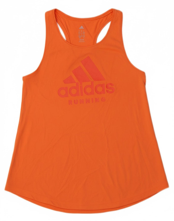 ADIDAS Womens Climalite Graphic Vest Top UK 8/10 Small Orange Polyester