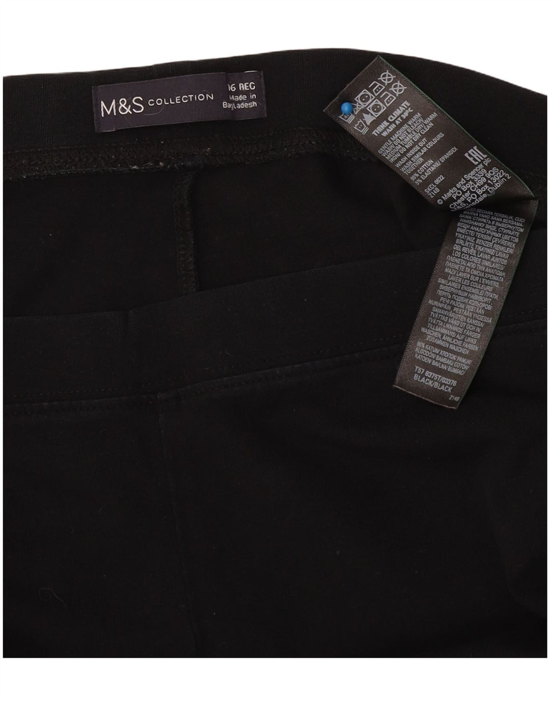 Marks & Spencer Γυναικεία Κολάν UK 16 Large Black Cotton
