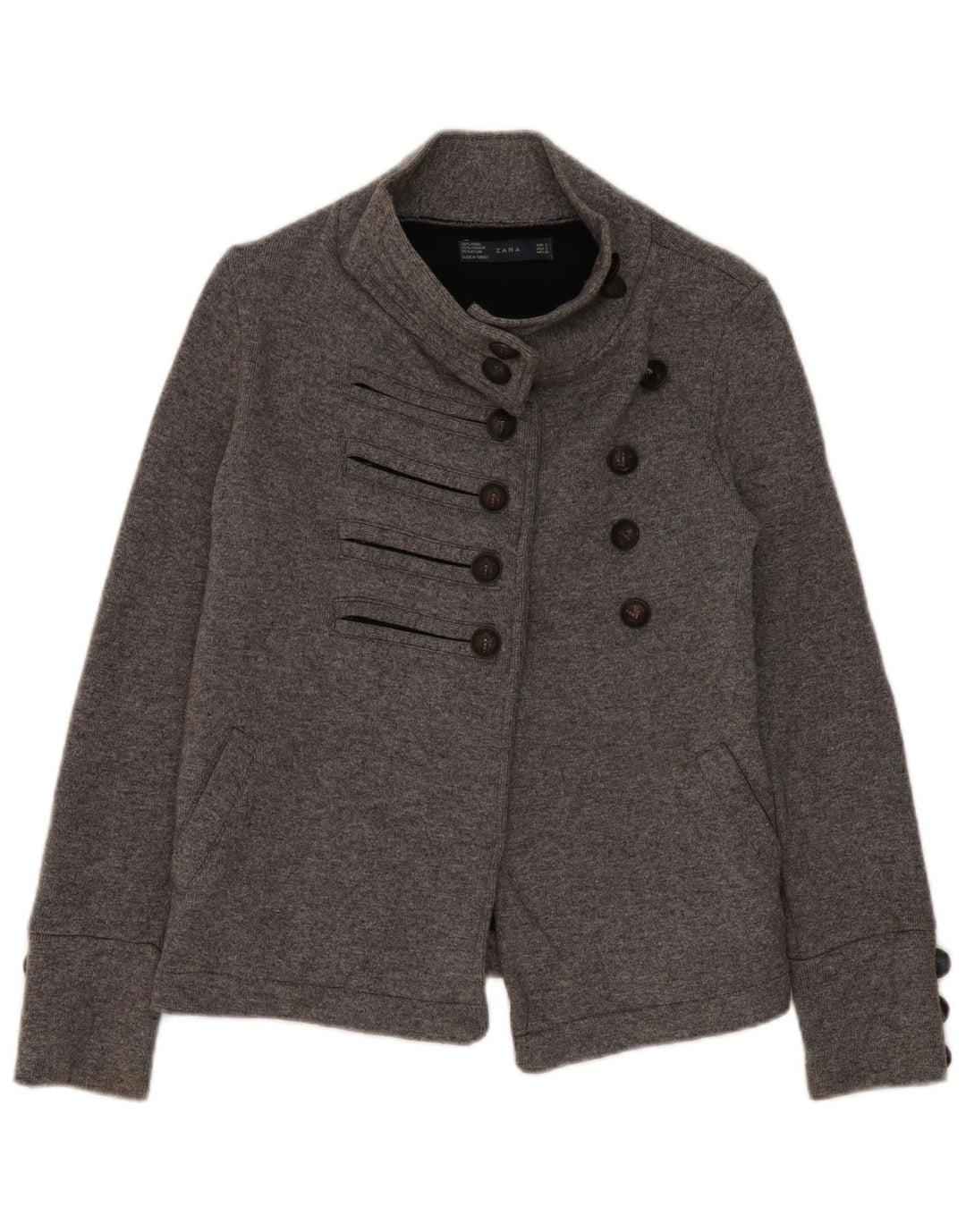 Zara Γυναικείο μπουφάν blazer διπλό στήθος UK 10 Small Grey Wool