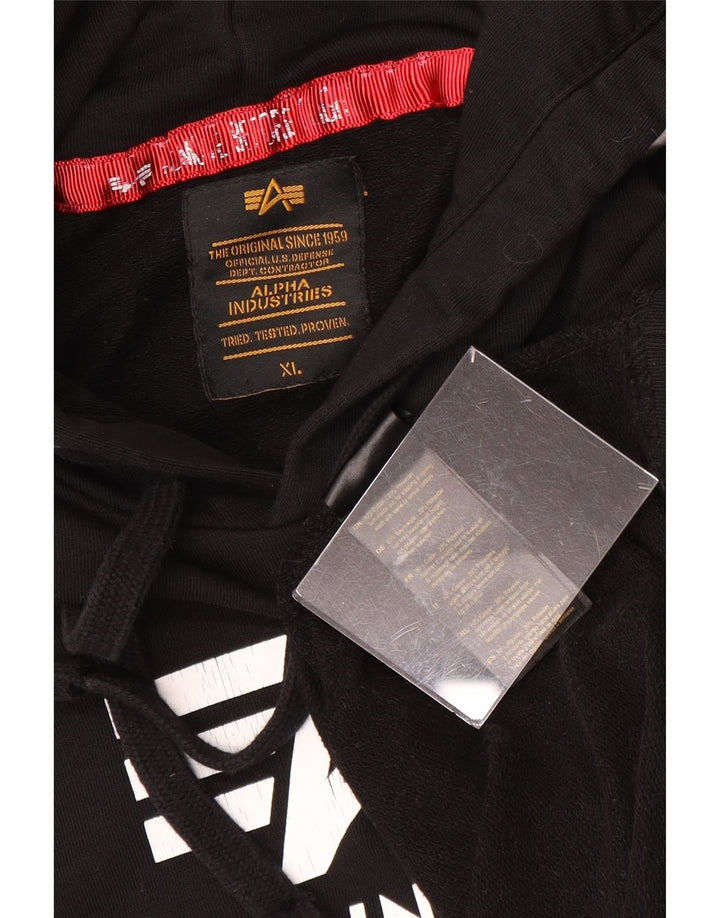 ALPHA INDUSTRIES Ανδρικό γραφικό κοντομάνικο μπλούζα με κουκούλα XL μαύρο βαμβακερό