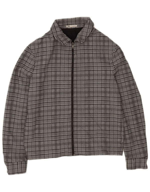 Zara Ανδρικό Bomber Jacket UK 38 Medium Grey Check Polyester