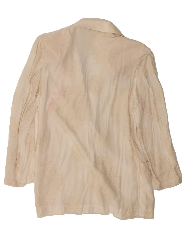 EGOISTE Womens Longline Blazer Jacket IT 44 Medium Off White Aztec Vintage Egoiste and Second-Hand Egoiste from Messina Hembry 