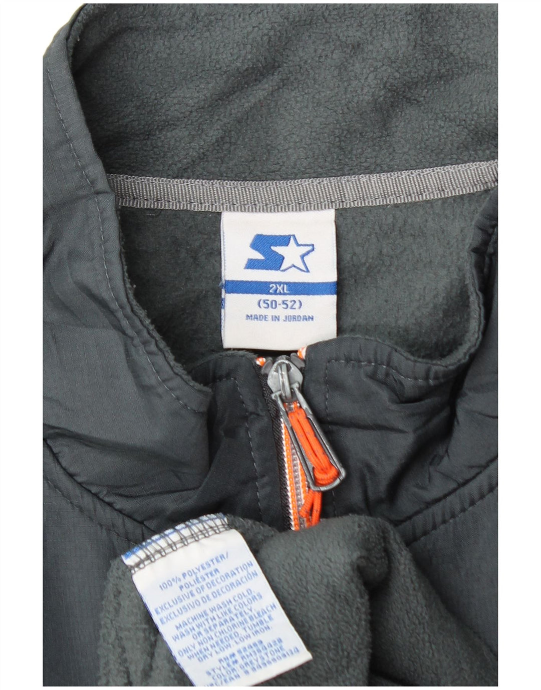 Starter Mens Fleece Jacket UK 44 2XL Grey Polyester