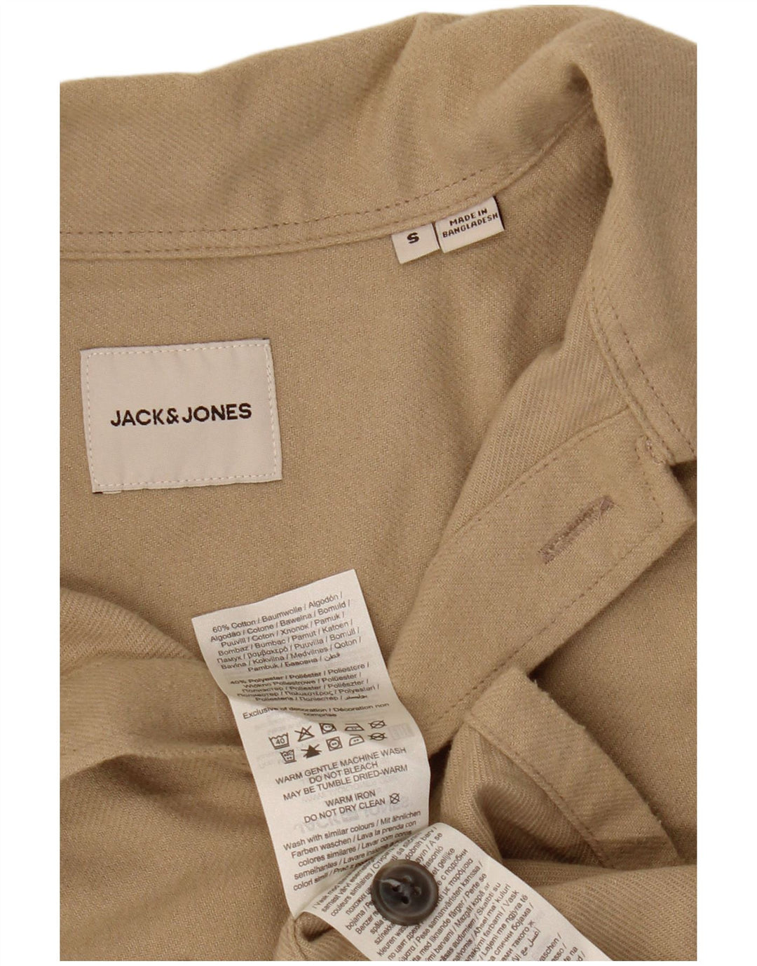 JACK & JONES Ανδρικό φανελένιο πουκάμισο μικρό μπεζ βαμβακερό