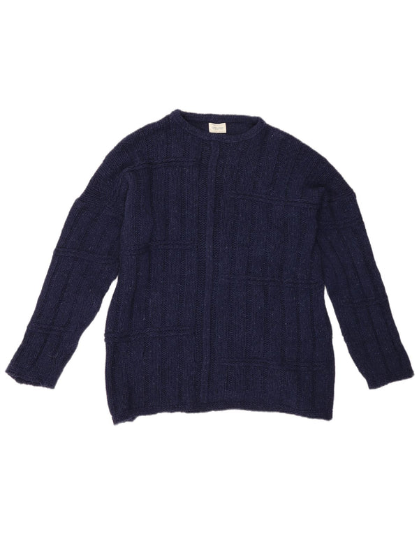 BENETTON Γυναικείο πουλόβερ με λαιμόκοψη UK 20 2XL Navy Blue Wool