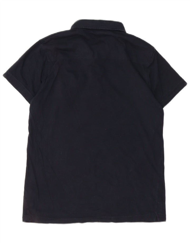 Ανδρικό πουκάμισο πόλο γαλλικής σύνδεσης, μεσαίο μπλε βαμβακερό