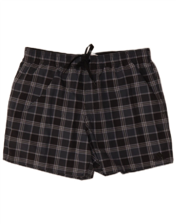 Ανδρικό σορτς κολύμβησης Adidas μεγάλο μαύρο τσεκ πολυεστέρα